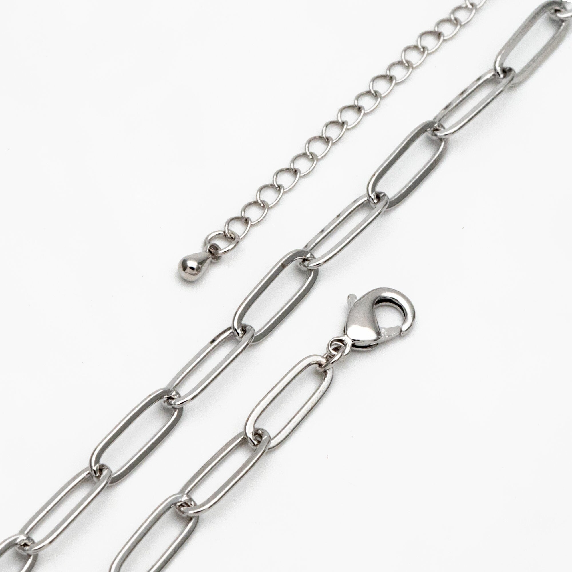 Gold/ Silver Paperclipe Chains 5mm, Finished Bracelet/ Anklet/ Necklace with Extender Chain, Ready to Wear (#LK-317)